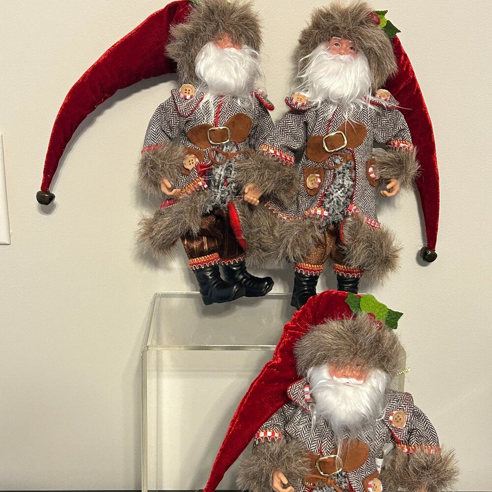 Set of 3 Father Christmas / Santa Claus 13" Ornaments / Figurines